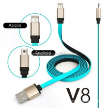 Real 2 in 1 Noodle Data Link Micro USB Charger IOS Cable